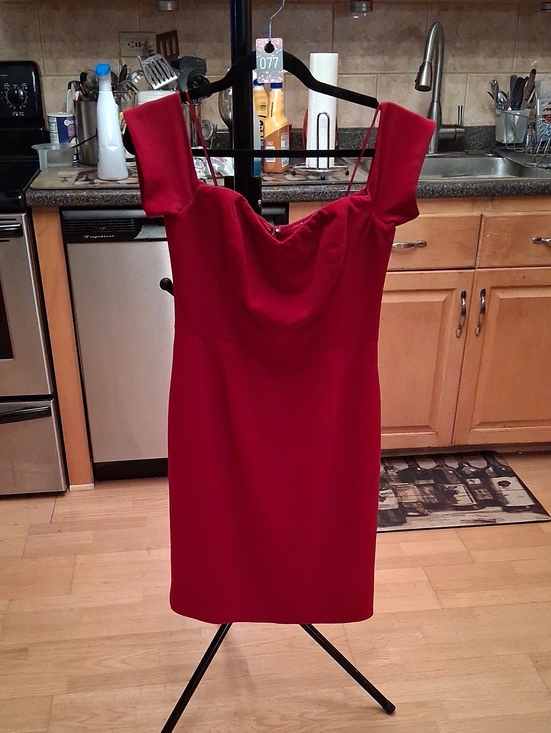 Dress the Population Dresses & Skirts - Dress the Population Red Off-Shoulder Sheath Mini Dress